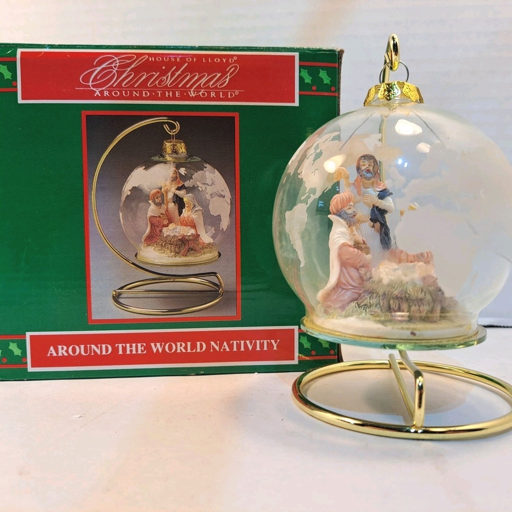 House of Lloyd Christmas Around the World Nativity Glass Globe Hanging w Stand